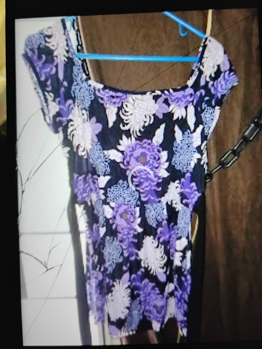 Cato Black Floral Scoop Neck Top with Purple and White Flowers